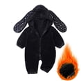 thumbnail image 2 of Toddler One Piece Oneises Plush Rabbit Ears Hooded Front Zip Long Sleeve Fuzzy Jumpsuit Comfy Cute Romper 6-24 Months (12 Months, Black), 2 of 9