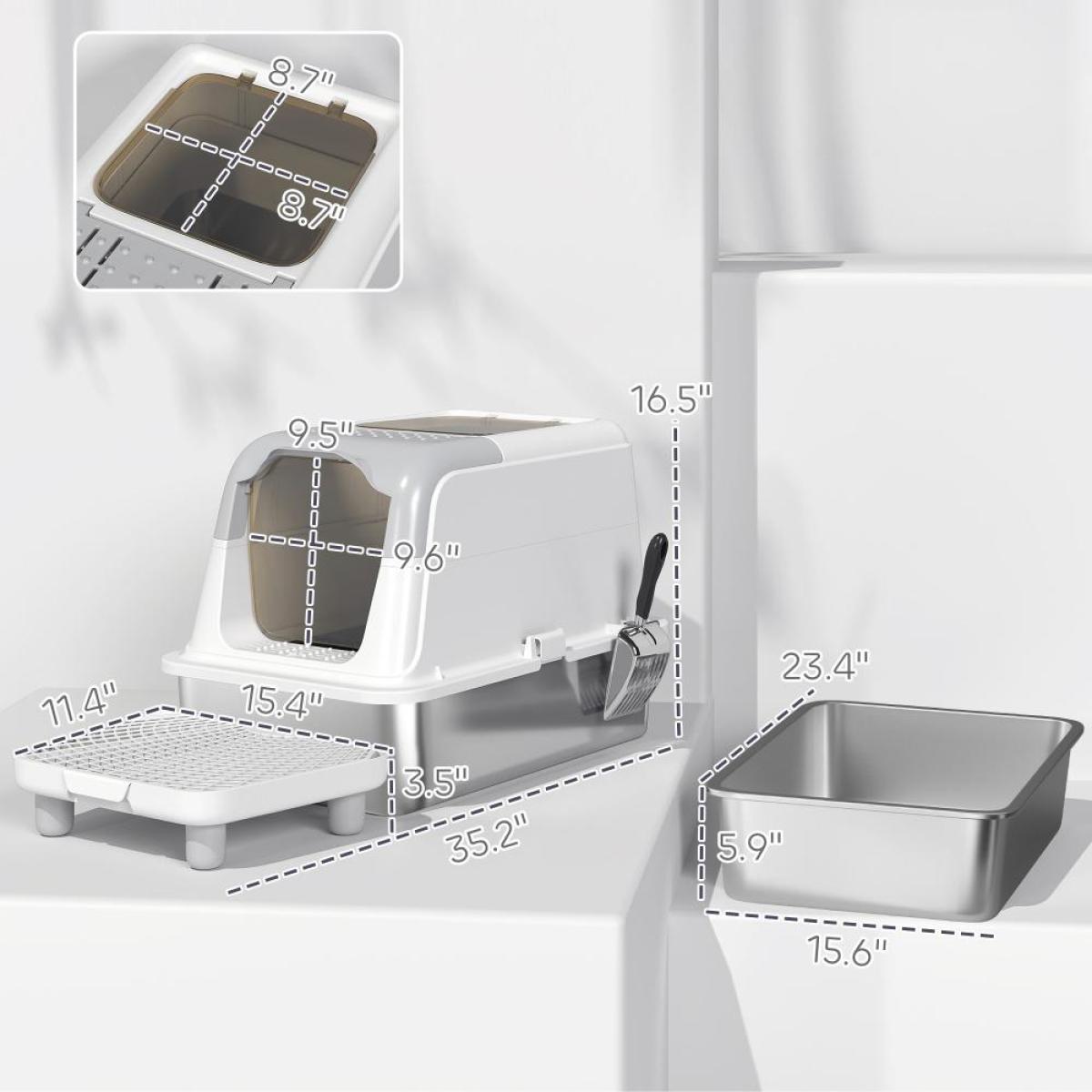 Enclosed Cat Litter Box with Scoop & Deodorizer Bag – Privacy Enclosed Litter Box for Cats Includes Cleaning Scoop and Odor-Control Bag