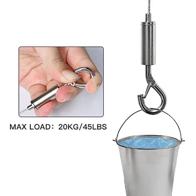 Kit de Suspension de 10 Pcs pour Photo, 2M X 1.5mm Acier Inoxydable avec Crochet Réglable et Rail de Moulage