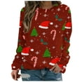 thumbnail image 2 of Sweatshirt de Noël pour Femmes 2023 Mode Imprimé Manches Confortable Respirant Col Rond en Solde, 2 of 5