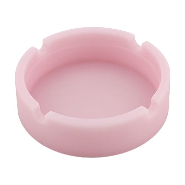 1 Pc Round Silicone Ashtray Unbreakable Heat Resistant Cigar Ashtray Luminous Ash Container - 8.3x2.3cm (Pink)