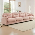 thumbnail image 4 of 140" Oversized Chenille Modular Sectional Sofa with High-Density Foam Cushion and Tufted Pleated Cushion Backrest, Upholstered Modern 4-Seater Cloud Couch with 2 Pillow, for Living Room, Pink, 4 of 7