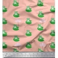 thumbnail image 1 of Soimoi Crepe Silk Fabric Lotus & Frog Kids Printed Craft Fabric by The Yard 42 Inch Wide, 1 of 1