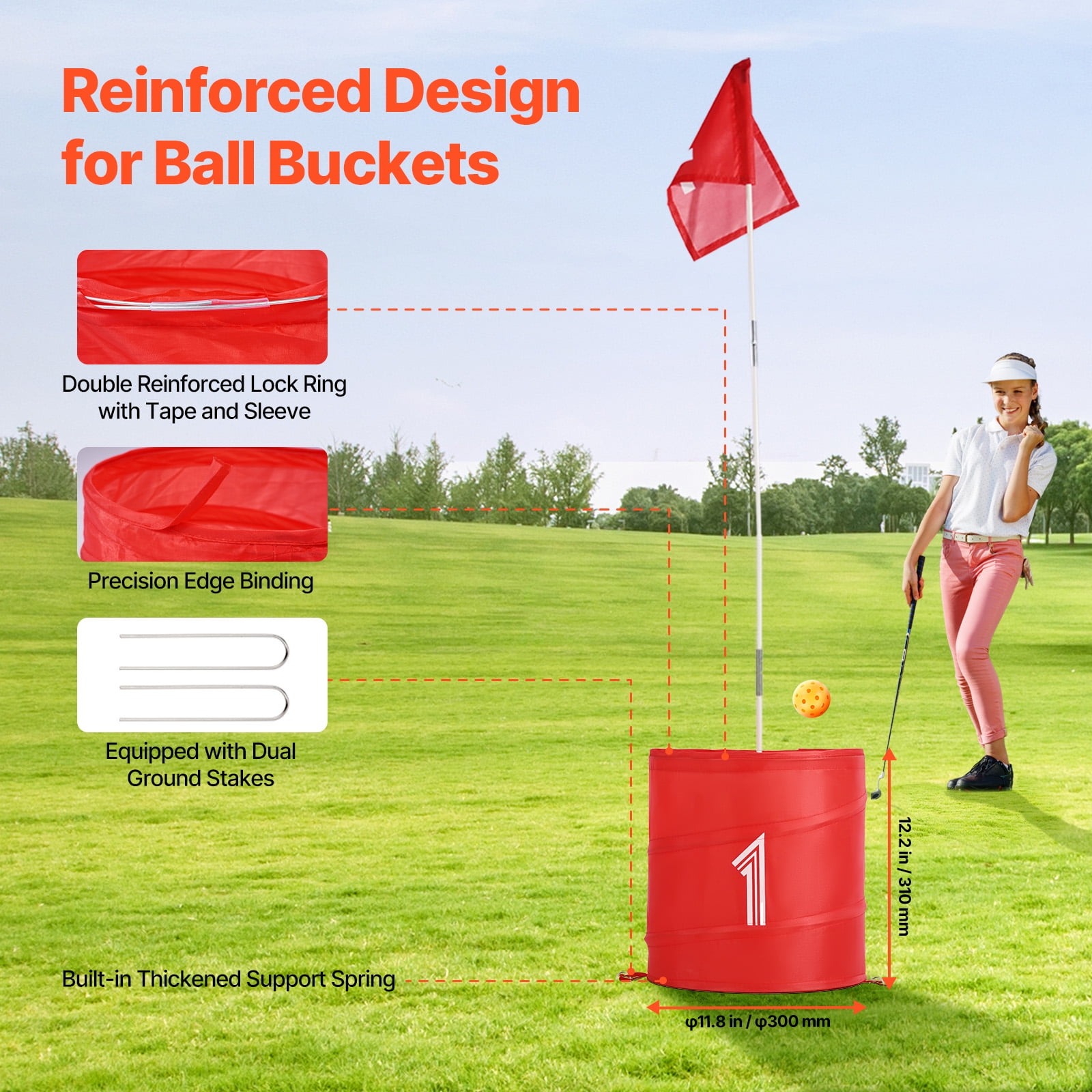 VEVOR Backyard Golf Game, 9 Hole Golf Course, Bucket Golf Game Practice Games, Golf Chipping Game for Family, Adults and Kids, Portable Outdoor Yard Golf Game for Lawn, Yard, Camping, Park, Beach