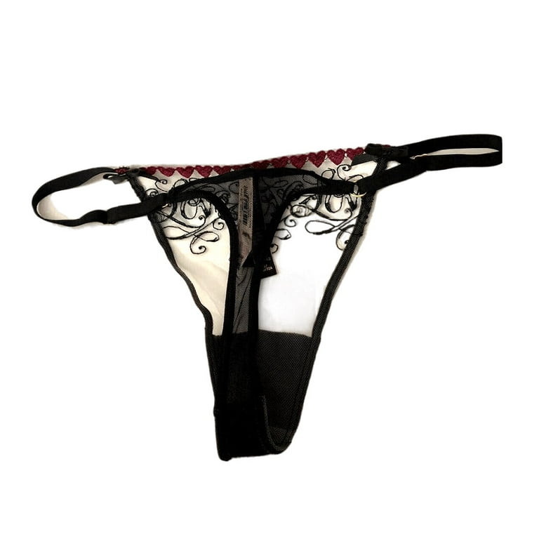 Victoria's Secret Very Sexy Love Letters Embroidery V-String Thong Panty  Size Medium NWT 
