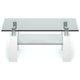 thumbnail image 1 of Topbuy Metal Legs Modern Side End Table Rectangle Glass Coffee Table w/Lower Shelf for Living room White, 1 of 4