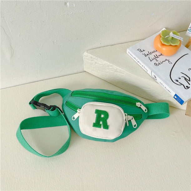 Bolso bandolera pequeño para niños, bolso de cintura con letras de colores en contraste, accesorio para cambiar pañales, bolso de moda para niños y niñas