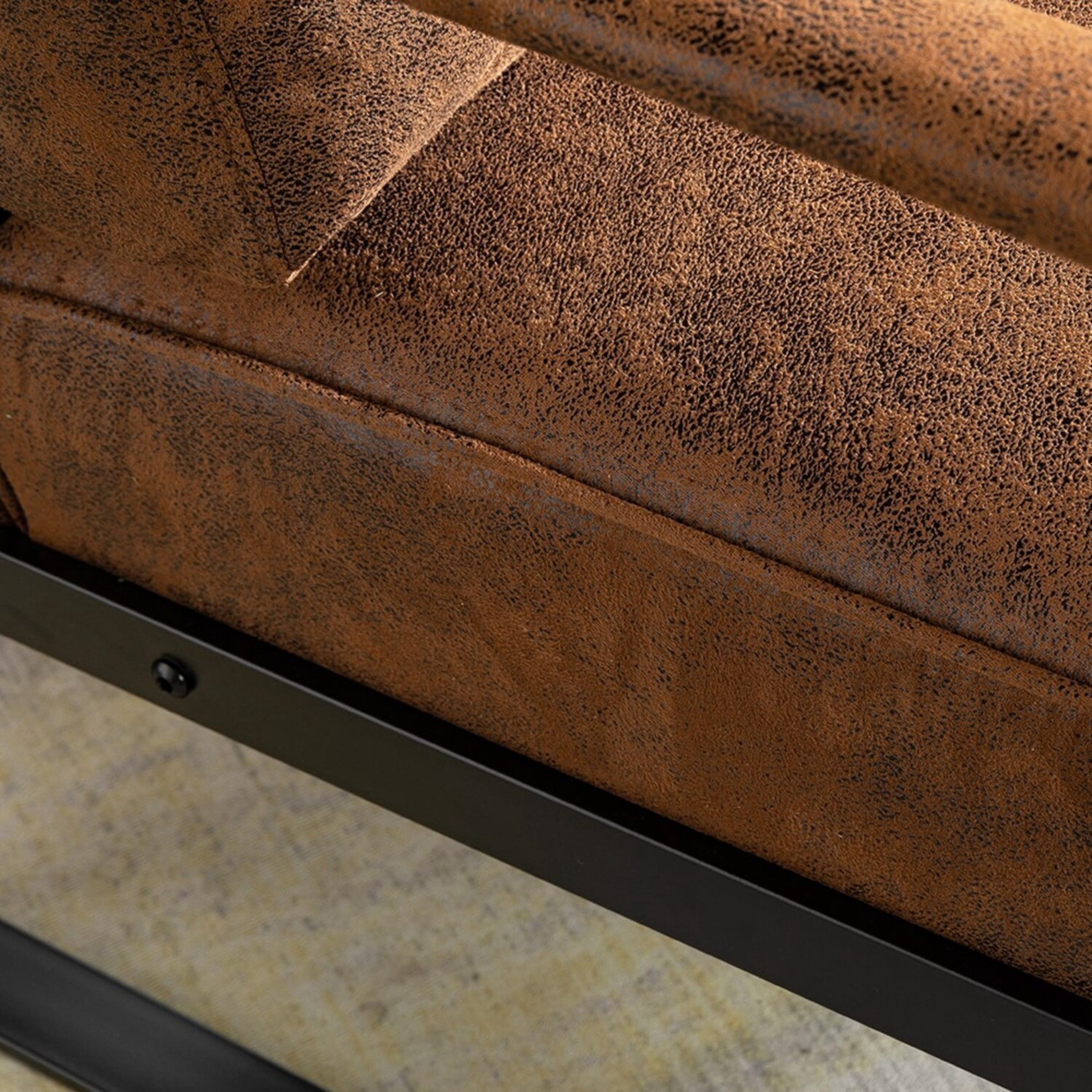 GDF Studio 25.4" Mid-Century Modern Accent Chair with Square Metal Frame, Microfiber Upholstery, Brown Yellow
