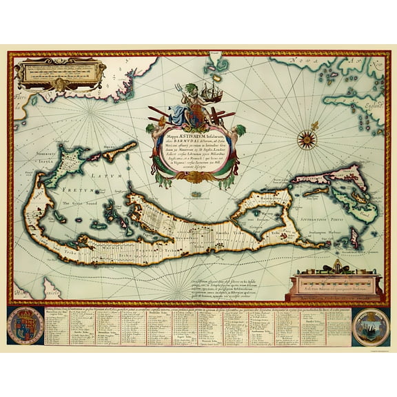Historic Map - Bermuda Landowner - Blaeu 1630 - 23 x 29.55 - Vintage Wall Art