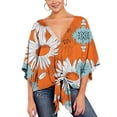 thumbnail image 2 of SWSMCLT Women's Boho Floral Blouse V Neck Shirt Casual Fall Chiffon Summer Printed Shirt 3/4 Sleeve Sexy Peasant Yellow 22, 2 of 5