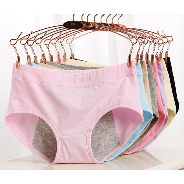 Female Physiological Pants Leak Proof Menstrual Women Underwear Period  Panties Cotton Health Seamless Briefs in the Waist - Size L (Black)