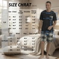 thumbnail image 4 of GIRUNS Men's Pajama Set Lightweight Sleepwear Sets Crew Neck Short Sleeve and Shorts Loungewear with Pocket Black White Plaid 2XL, 4 of 8