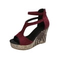 thumbnail image 3 of Womens Sandals Open Toe Wedge Sandals Plus Size Casual Fashion Adjustable Ankle Straps Back Zipper Thick Platform Wedge Heel Shoes for Summer Party Daily Walking, 3 of 10