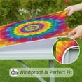 thumbnail image 6 of Yellow Tie Dye Spiral Pattern Square Fitted Tablecloth with Elastic Edge,Square Table Cover,Washable Elastic Table Cover for Home Kitchen Party Decor 34"x34", 6 of 6