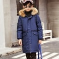 thumbnail image 2 of Mercatoo Hooded Puffer Jacket for Boys Girls 𝗙𝘂r Hood Zip Up Thicken Windproof Down Coat Winter Warm Mid Length Parka, 2 of 5