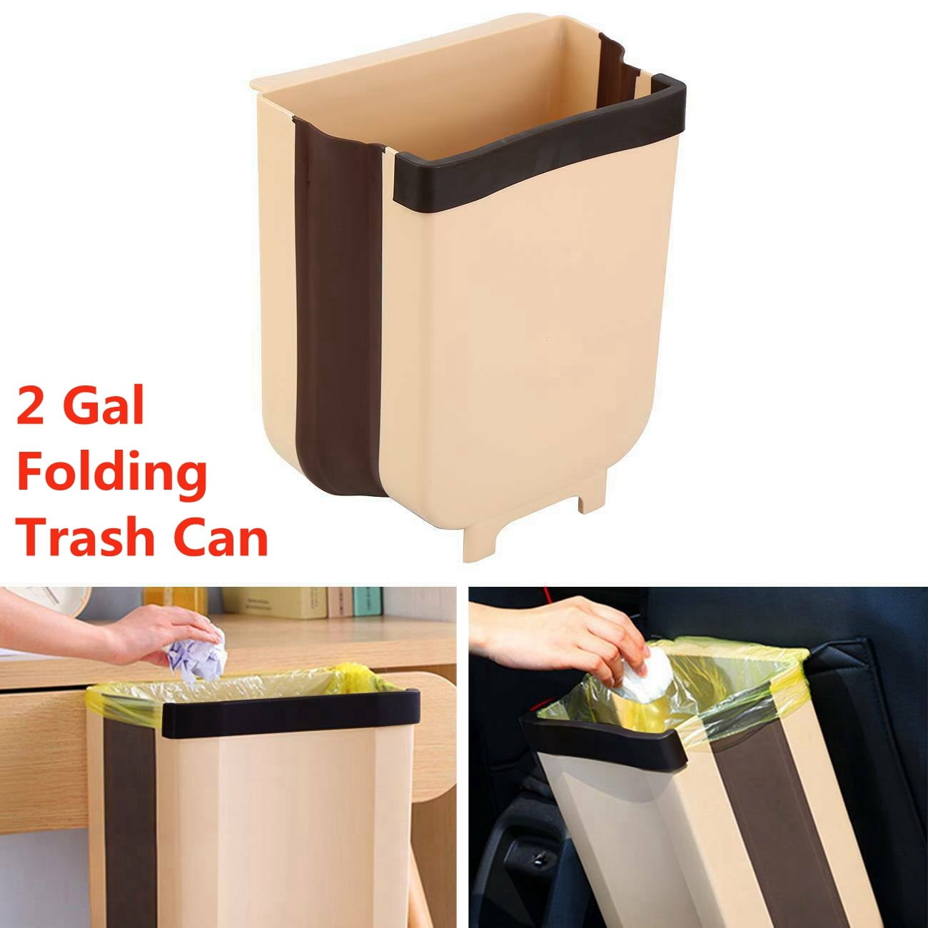 8L Wall Mount Waste Bin Folding Trash Can Kitchen Door Hanging