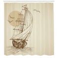 thumbnail image 3 of Ambesonne Nautical Shower Curtain, Sailing Ship Birds Sun, 69"Wx75"L, Tan Brown, 3 of 3