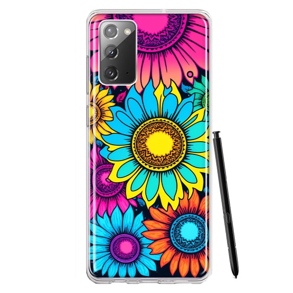 MUNDAZE Samsung Galaxy Note 20 Vintage Colorful Abstract Sunflowers Floral Double Layer Phone Case Cover