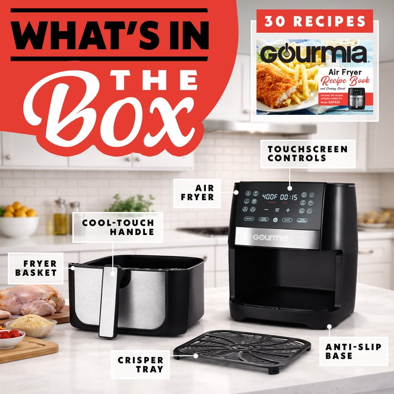Gourmia 8QT Digital Air Fryer, FryForce 360 Tech, Guided Cooking