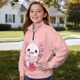 thumbnail image 3 of Uorisanigo Girls Oversized Sweatshirts Milk Tea Axolotl Half Zip Pullover Sweatshirt Casual Long Sleeve Pullover Top Fall Fashion Outfits Clothes Quarter Zip Hoodies Athletic Tops, 3 of 7