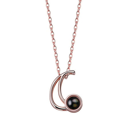 

Letter Pendant Necklace 100 Languages Projection Copper Necklace Gift Holiday Couple Jewelry