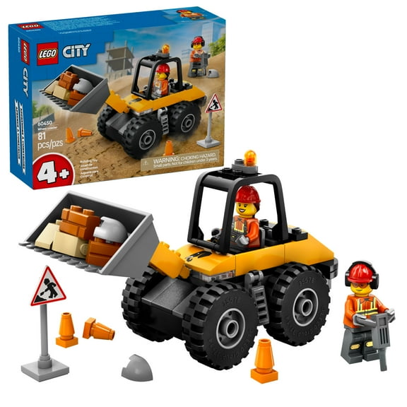 LEGO City Yellow Construction Wheel Loader Building Sensory Toy - Construction Vehicle Toy for Toddlers, Boys and Girls, Ages 4  - Educational, Learning Gift Idea for Preschoolers - 60450