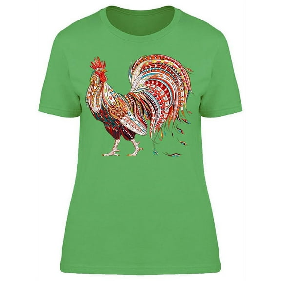 Patterned Fiery Rooster T-Shirt Women -Image by Shutterstock, Female XX-Large