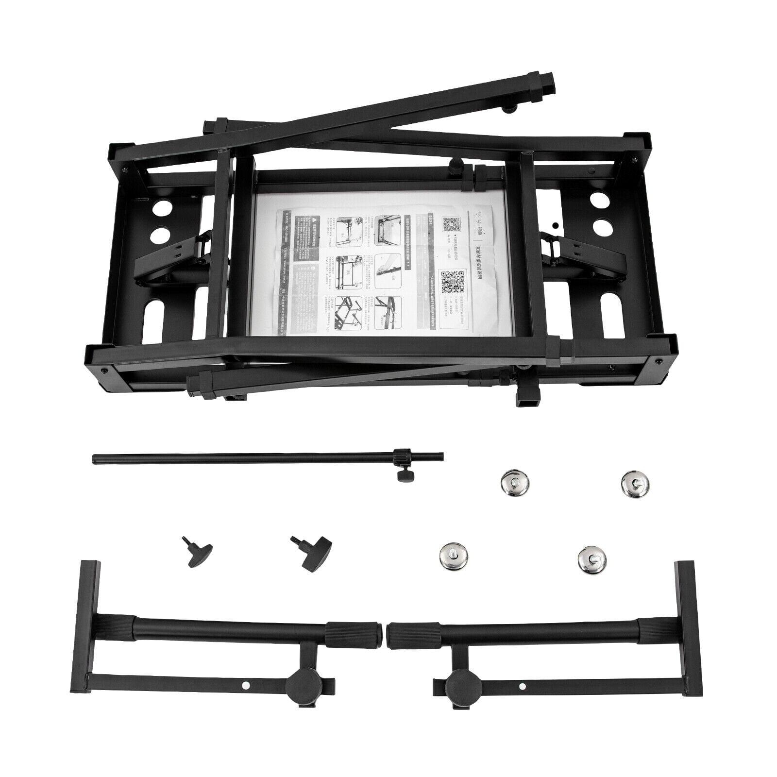 Adjustable Piano Keyboard Stand, 2-Tier Electric Piano Stand Music Stand for Kids & Adults Musical Keyboard Table DJ Workstation Stand Black