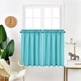 thumbnail image 2 of Haperlare 30"Wx45"L Farmhouse Cafe Tier Curtains 2 Panels Kitchen Waffle Woven Textured Light Filtering Short Window Curtain for Bathroom Bedroom, Turquoise, 2 of 5