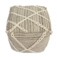 thumbnail image 2 of Gray Wool Rope Square Pouf, Spot Clean Only - A Stylish Ottoman for Family Gathering, 2 of 2