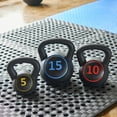 thumbnail image 2 of BalanceFrom Set of 3 Vinyl Kettlebell with 5-, 10-, and 15-Pound Weights, 2 of 6