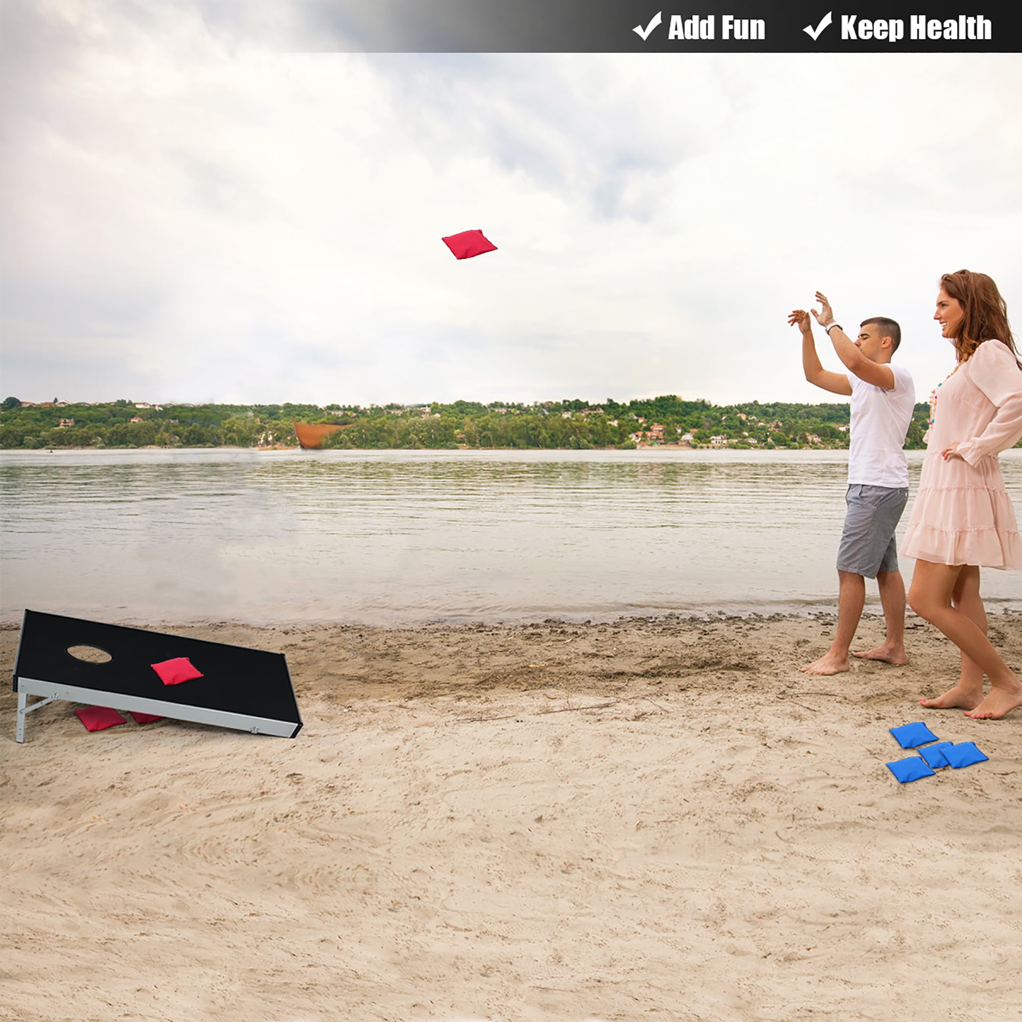 Costway Foldable Bean Bag Toss Cornhole Game Set Tailgate Regulation w/ Carrying Bag