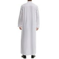 thumbnail image 5 of Wyobmus Men's Muslim Robe Middle Stand Collar Robe Long Style Long Sleeve Pullover Long Shirt Fashion Casual Robe White, 5 of 9