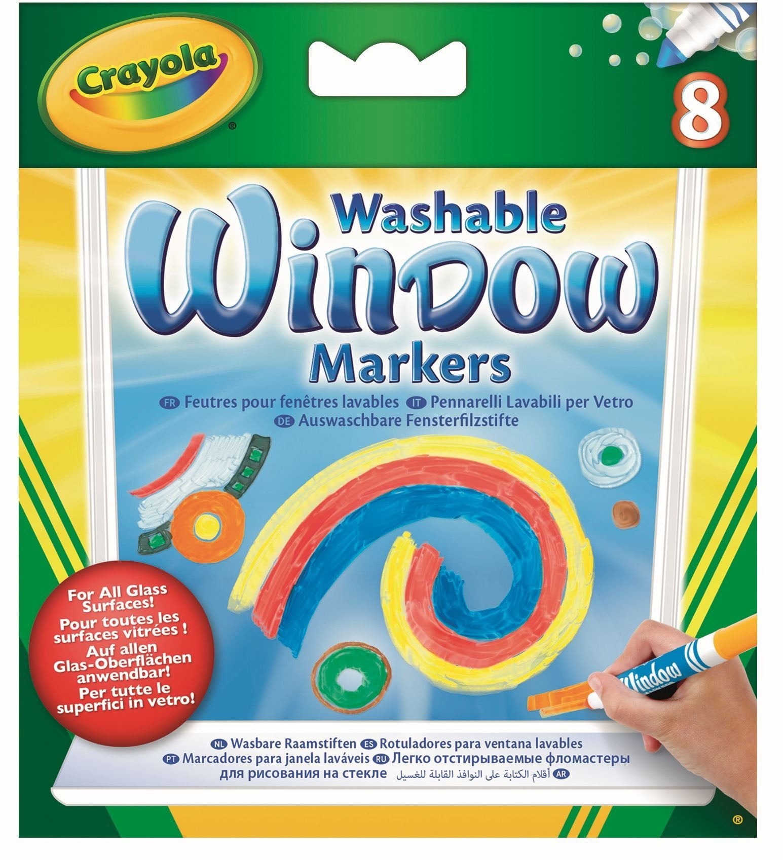 Crayola; Washable Window Markers; Art Tools; 8 Different Colors; Bright