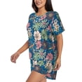 thumbnail image 2 of Wukai Colorful Flowers Women's Pajama Set,Short-Sleeve Top and Shorts with Elastic Waistband and Pockets for Loungewear, Yoga, and Casual Wear-XX-Large, 2 of 8