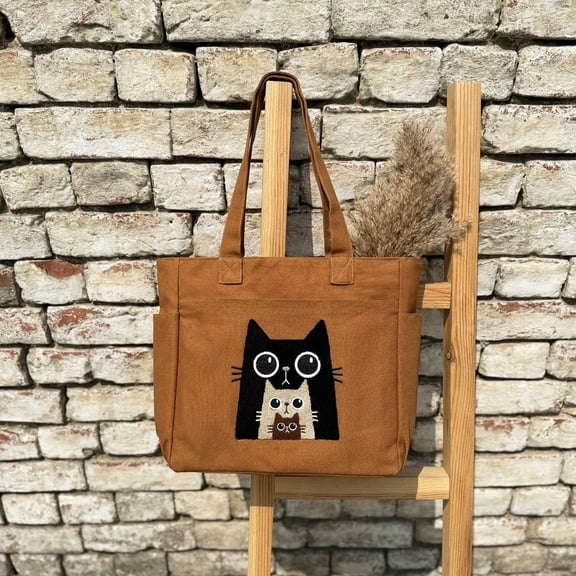 Kitty Cat Cotton Canvas Tote Bag