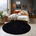 thumbnail image 3 of Socofuz Soft Modern Indoor Fluffy Rug for Living Room, Non-Slip Shaggy Carpet for Dorm Kids Room Nursery Home Decorative, Round 7x7 FT Black, 3 of 8