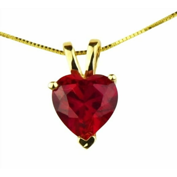 Brilliance Jewels 2.00Ct Lab-Created Red Ruby Heart-Shaped Pendant Necklace 14K Yellow Gold Plated - Elegant Women's Gift