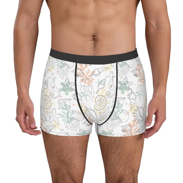 Balery Sea Animals Calzoncillos bóxer para hombre, ropa interior de algodón suave y transpirable con cinturilla de nailon-Small