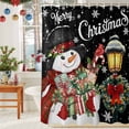 thumbnail image 6 of Christmas Snowman Shower Curtains for Bathroom, Xmas Box Winter Snow Wreaths Lights Black Waterproof Fabric Shower Curtain for Bathroom Bathtub Decoration, Machine Washable, 54x"78", 6 of 9