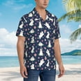 thumbnail image 3 of Pofeuu Rabbit And Flower Print Hawaiian Shirt for Men Sleeves Casual Button Down Summer Beach Dress Shirts T-Shirts,3X-Large, 3 of 7