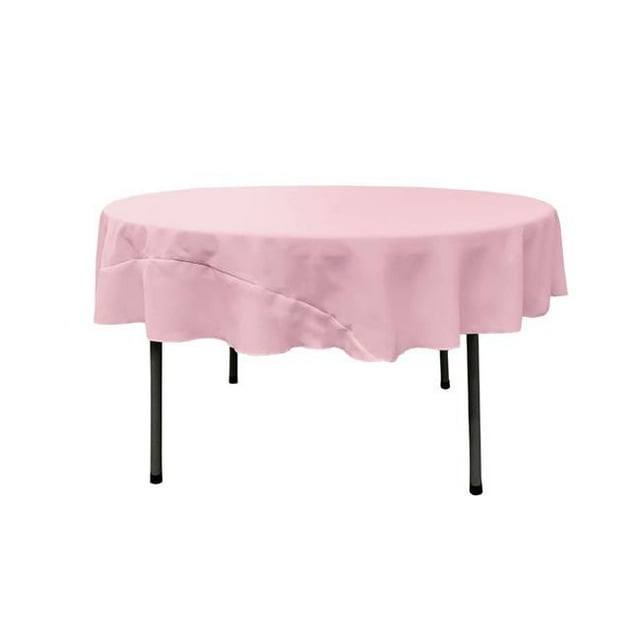 TCpop72R-PinkLgtP37 Nappe Popeline Polyester&44; Rose Clair - 72 Po Ronde