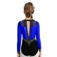 thumbnail image 2 of YiZYiF Girls Sparkly Rhythmic Gymnastics Leotards Long Sleeve Ballet Dance Figure Skating Bodysuit Blue 6, 2 of 7