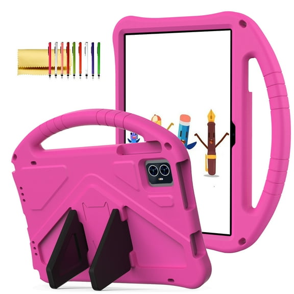 TECH CIRCLE Kids Case for Onn 10.1 Tablet 2024 Gen 4 Model:100135925,Lightweight Shockproof Rugged EVA Kids Friendly Handle Stand Child Proof Silicone Kids Case for Onn Tablet 10.1" 4 Gen 2024,Rose
