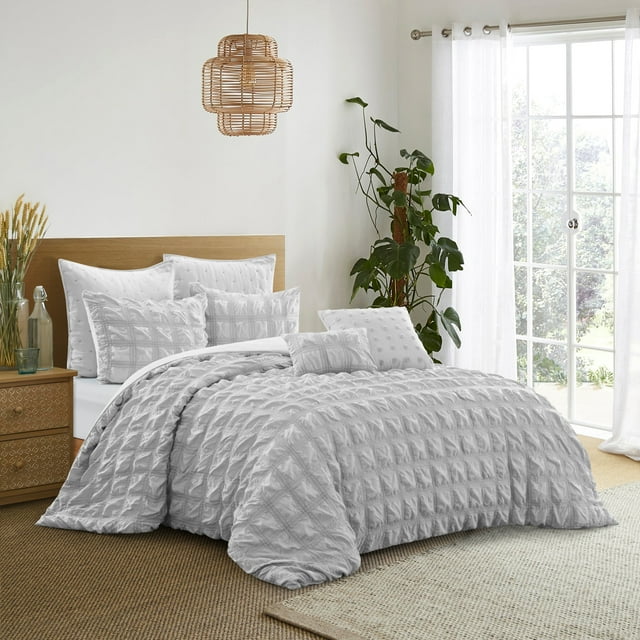 Grace Living Mendel Polyester Duvet Set - Square Ruched Design, Elegantly-styled