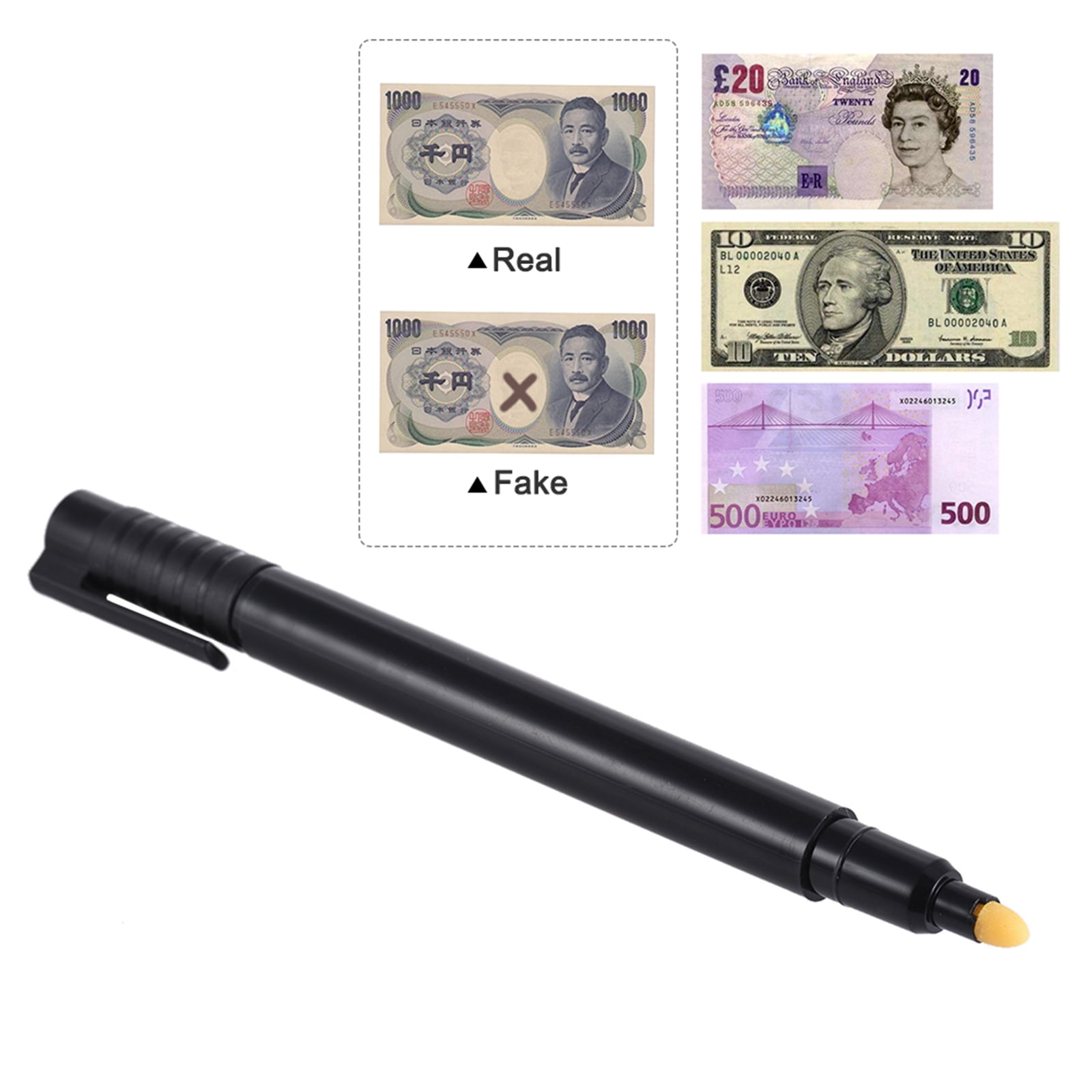 2pcs Currency Money Detector Money Checker Counterfeit Marker Fake  Te+O 