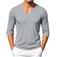 thumbnail image 2 of CQONEPT Big and Tall 3/4 Sleeve Shirts for Men Casual Soft Breathable Full Sleeves Mens V Neck T Shirts Workout Pullover Shirt Gray L, 2 of 6