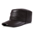 thumbnail image 1 of Men Cowhide Hat Winter Warm Outdoor Protect Ear Real Leather Adjustable Baseball Cap ,Fashion, 1 of 4