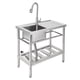 thumbnail image 1 of QinaQin Fregadero utilitario independiente de acero inoxidable, tarja comercial para exterior con mesa de trabajo, ideal para garaje, lavandería, restaurante o baño, 1 of 7