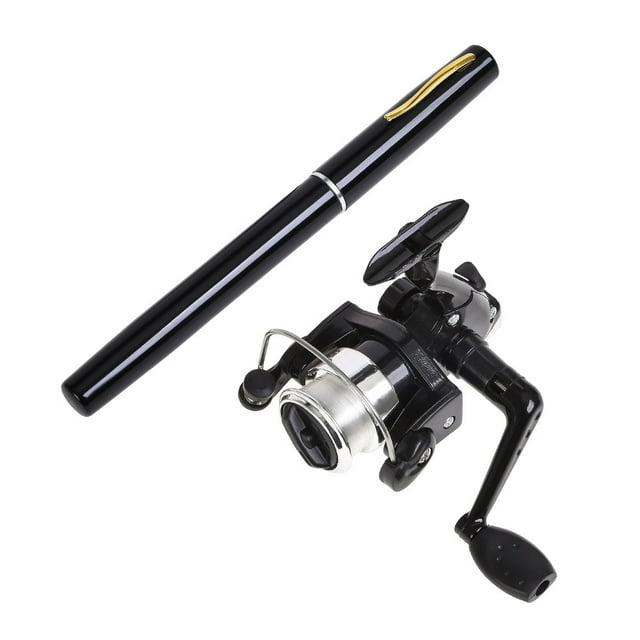 Graflsoa Canne à Pêche Compacte Noire BJL2-W-B Mini et Combo Moulinet Spinning, Extensible 1,0 m, Légère pour la Pêche en Déplacement